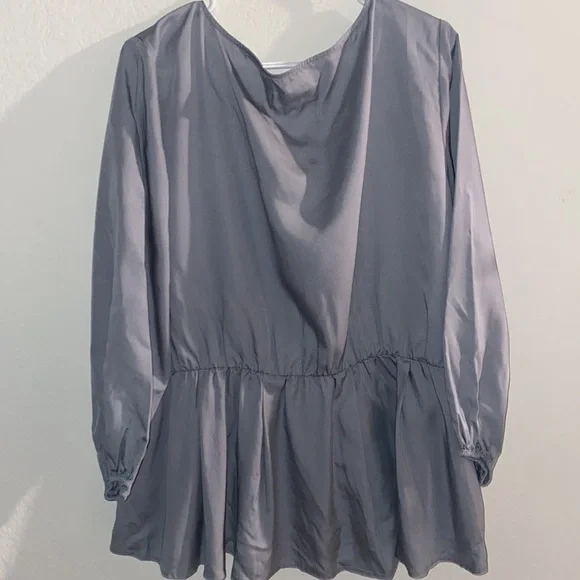 David meister 1X ruffle top NEW ❤️🔥 grey blouse plus size top - Picture 7 of 9